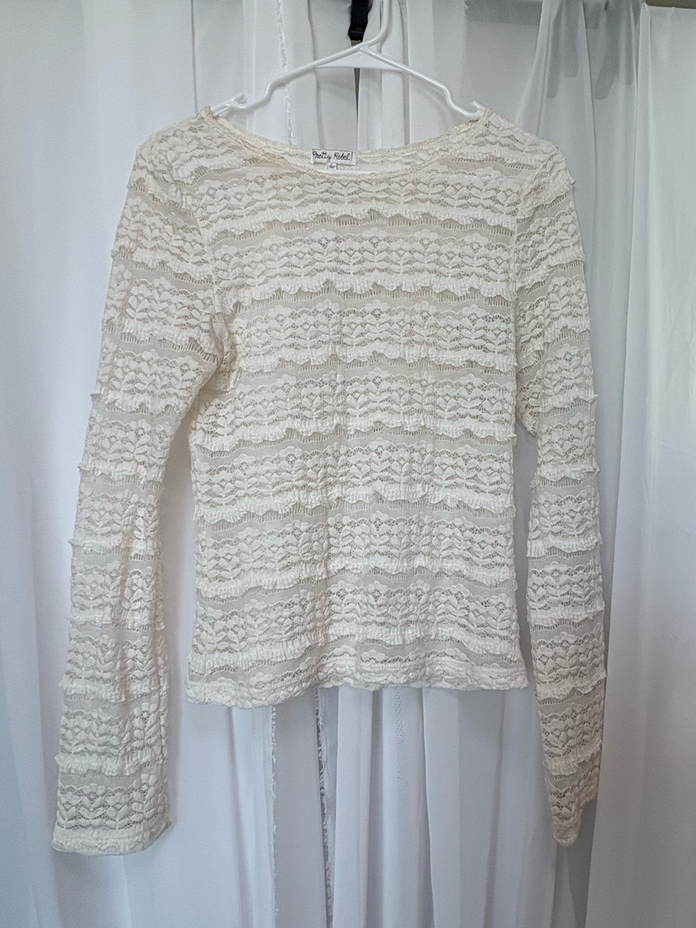 Pretty Rebellious Cream Lace Long Sleeve Top